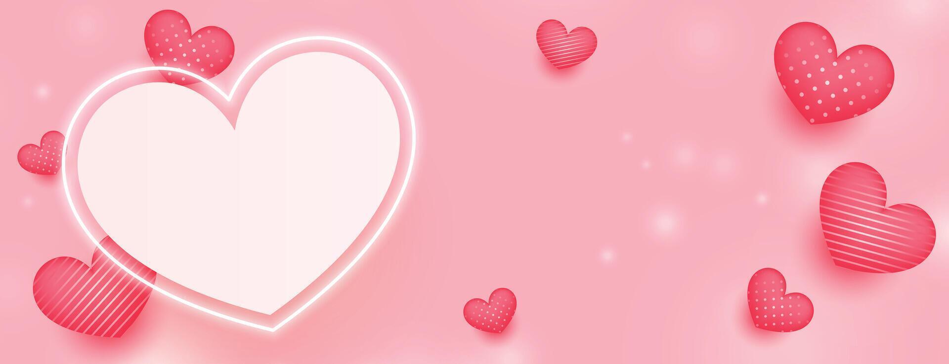 dekorativ hjärtan på rosa bakgrund för valentines dag vektor