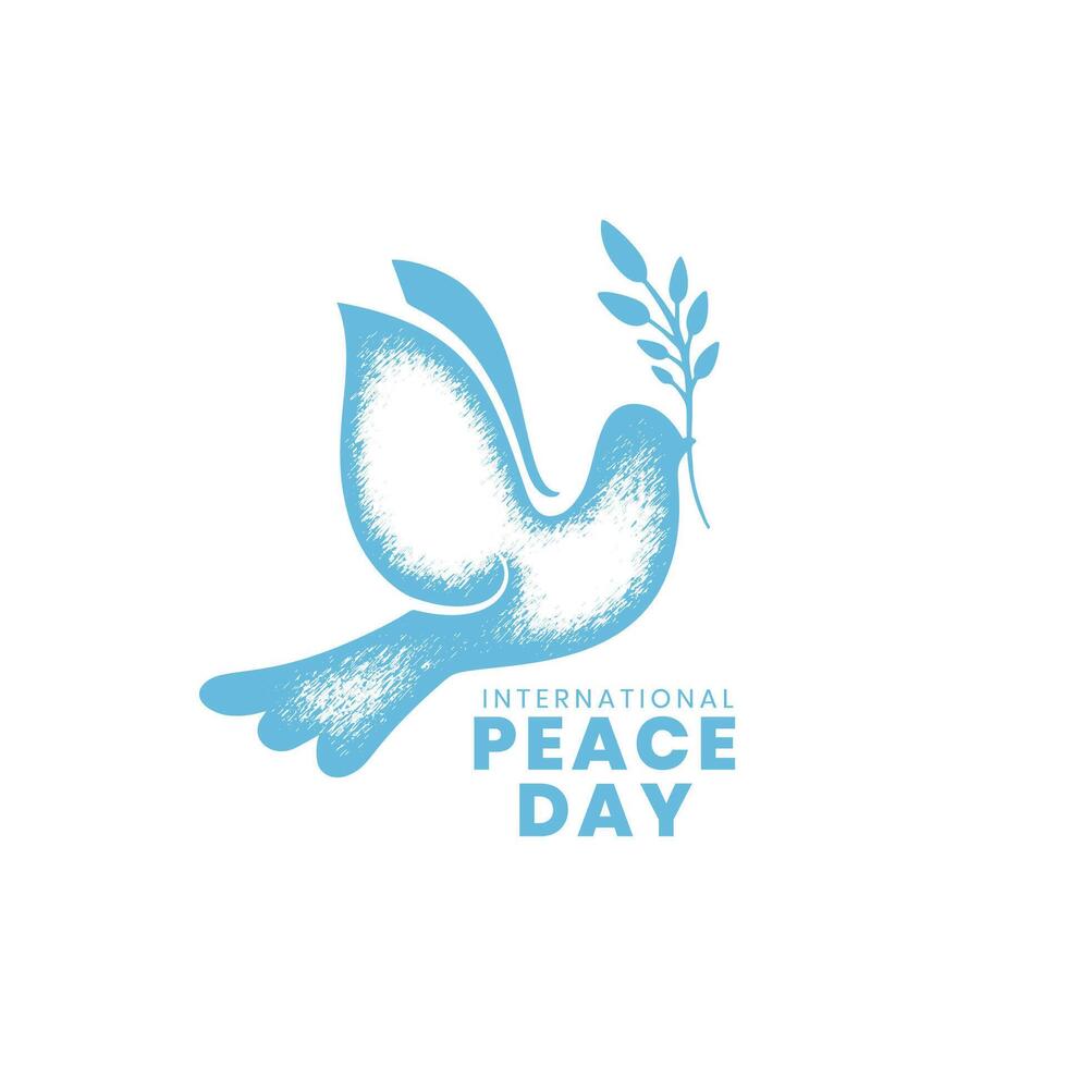 internationell fred dag social posta kort med fågel vektor illustration