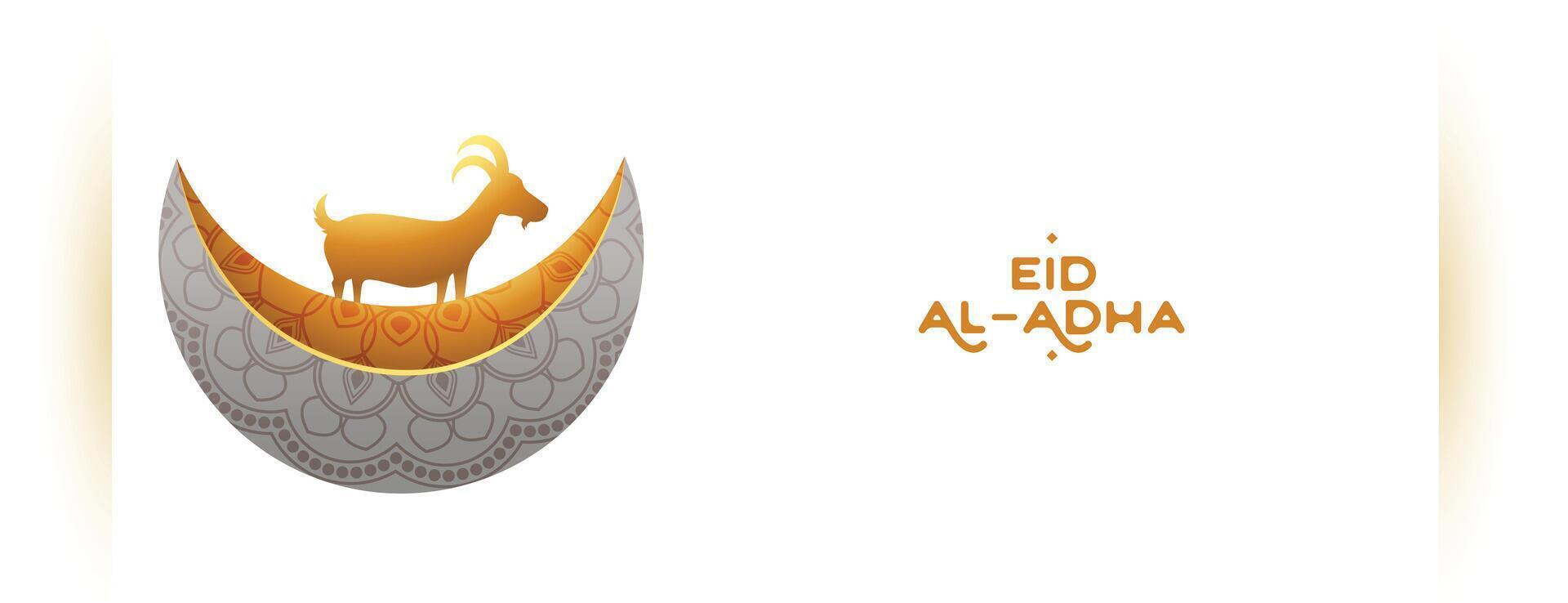 eid al Adha mubarak festival med eleganta halvmåne måne och get vektor