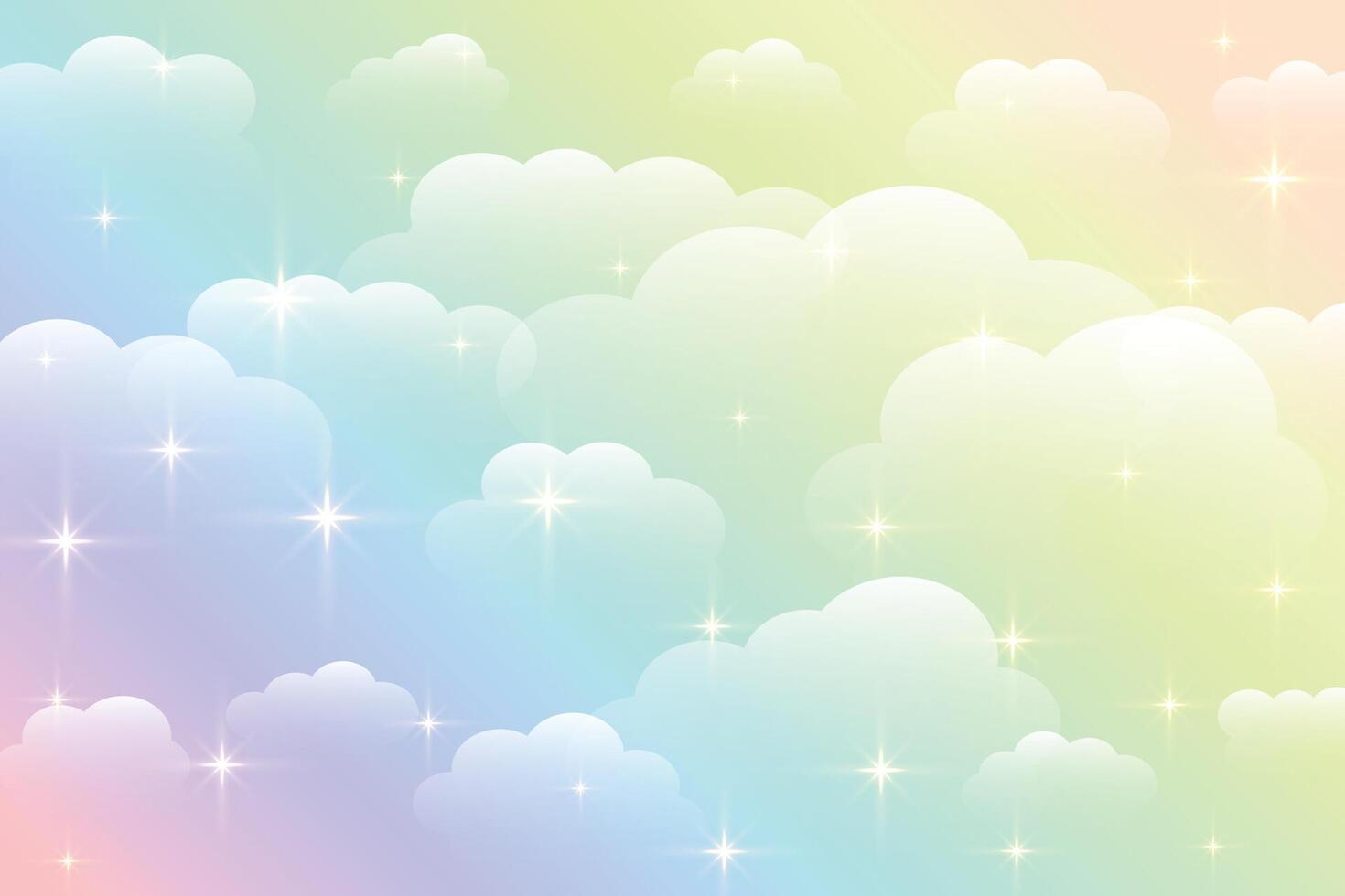 drömmande regnbåge Färg skön moln bakgrund design vektor
