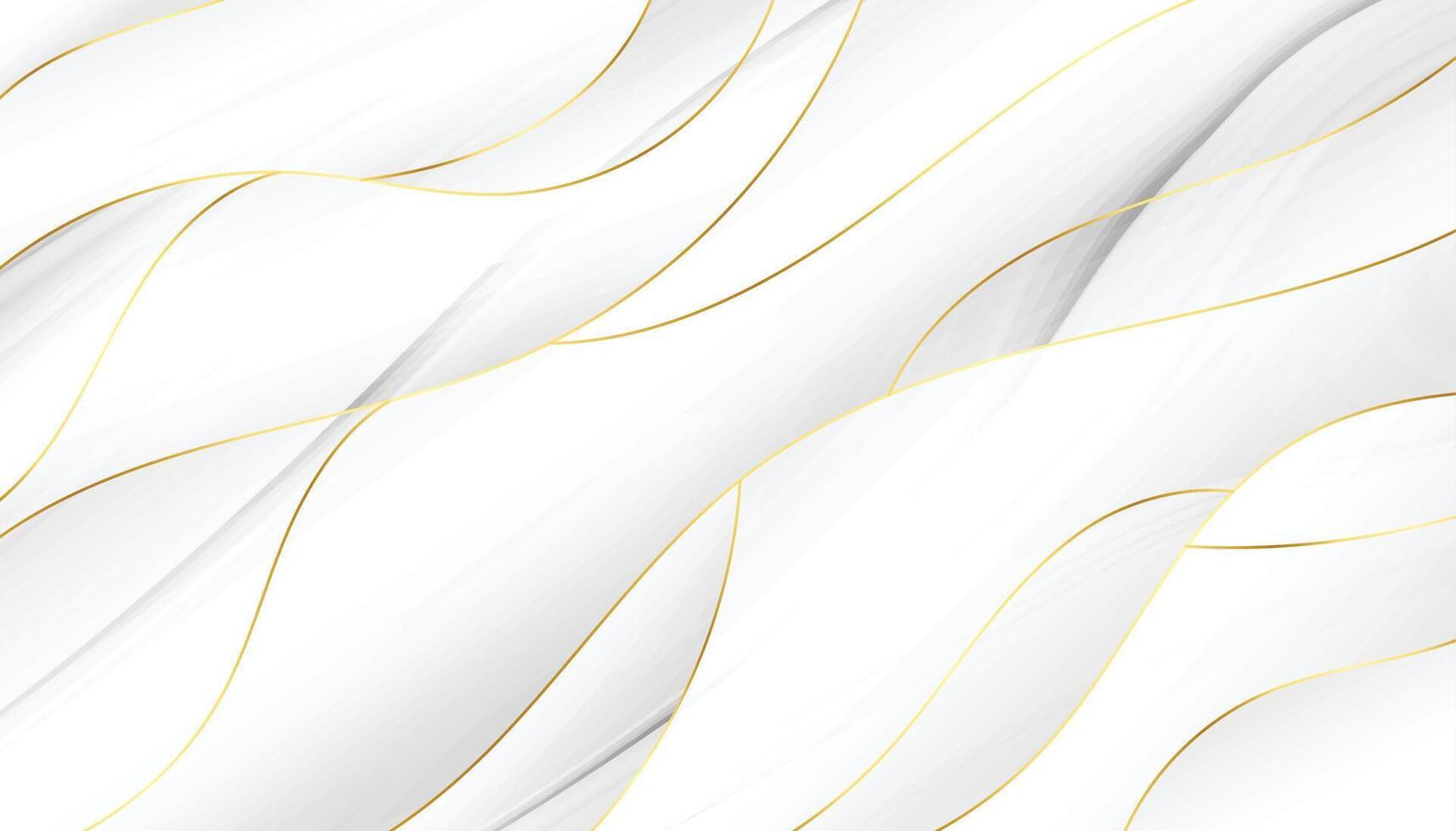 3d stil strömmande vit och gyllene vågig bakgrund vektor