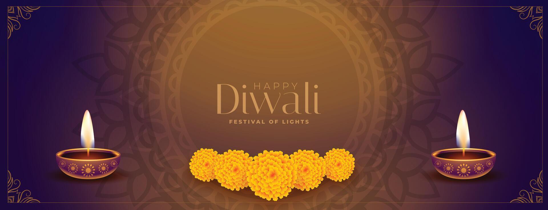 ethnisch Stil glücklich Diwali dekorativ Banner Design vektor