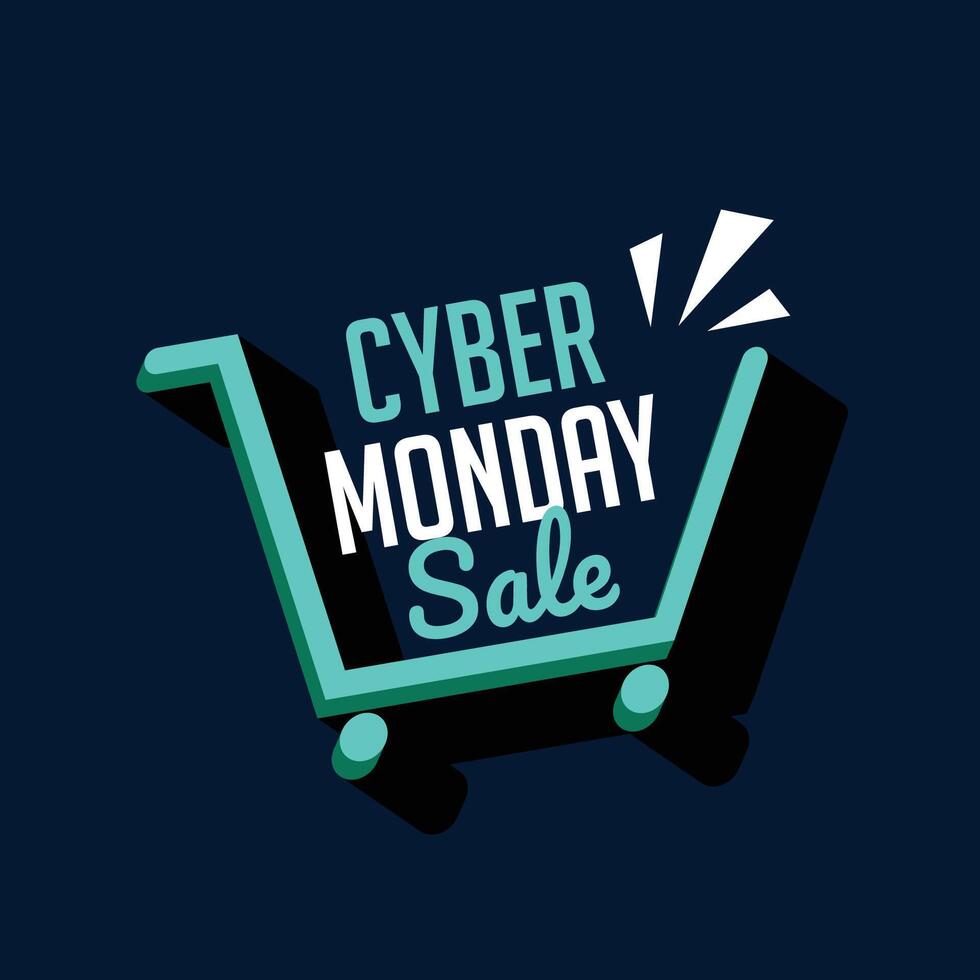 Cyber Montag Verkauf Einkaufen Wagen Technik Hintergrund vektor