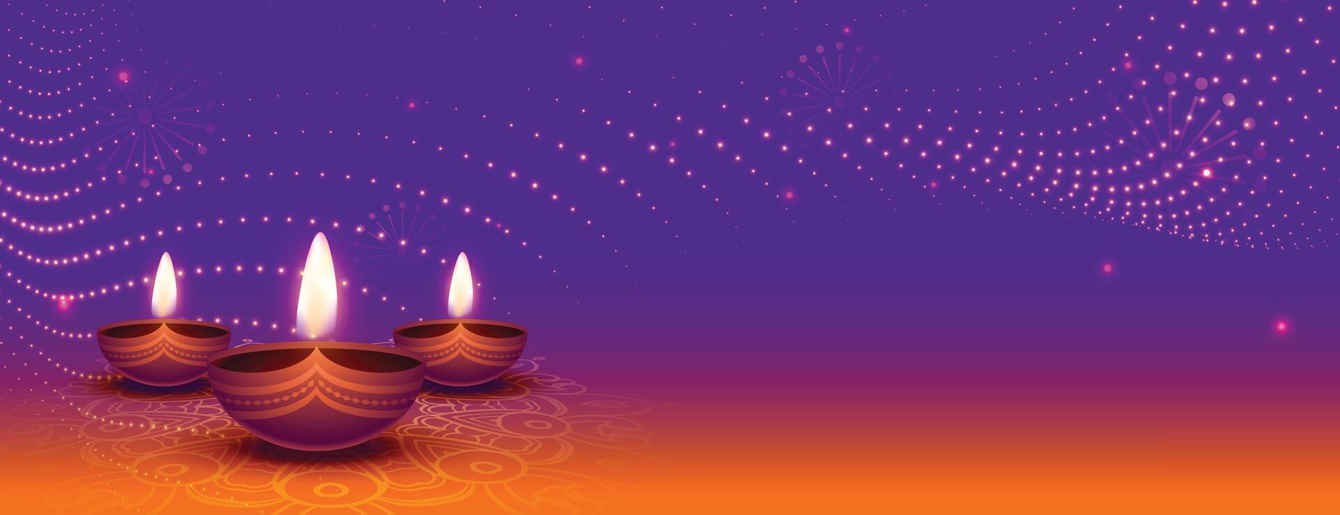 skön shubh deepavali baner med text Plats och diya vektor