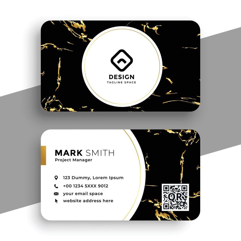 schwarz und Gold Marmor Textur Geschäft Karte Design vektor