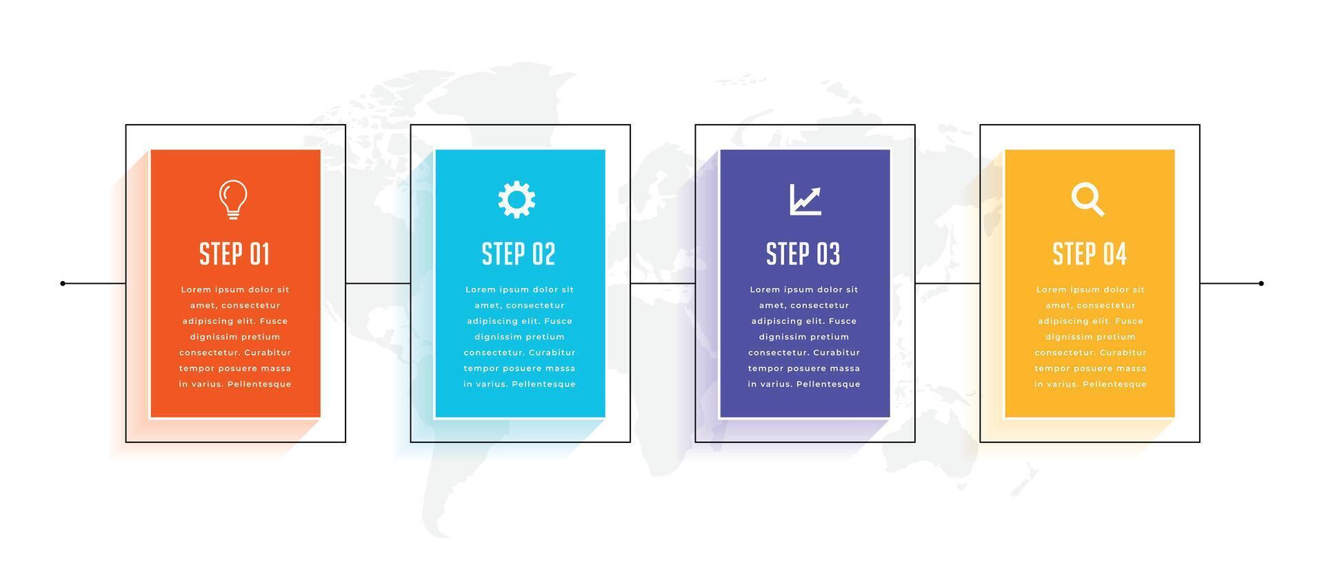 vier Schritte Zeitleiste Geschäft Infografik Vorlage Design vektor