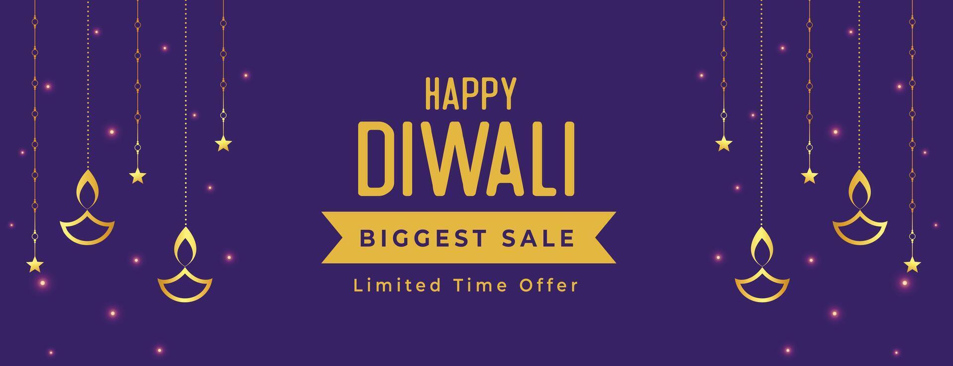 glücklich Diwali größte Verkauf und Angebot Banner mit Laterne vektor