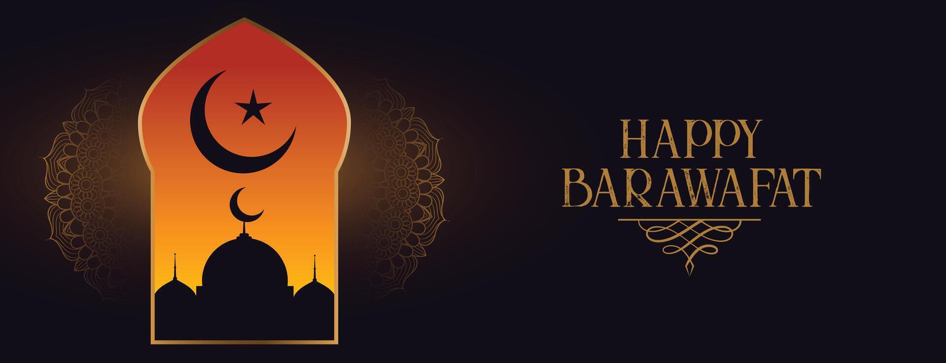 Lycklig barawafat muslim festival baner design vektor