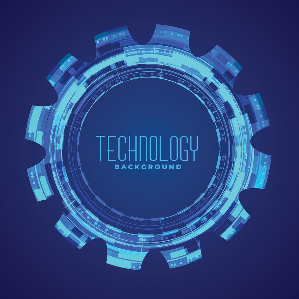 Technologie Hintergrund mit glühend Ausrüstung Blau Design vektor