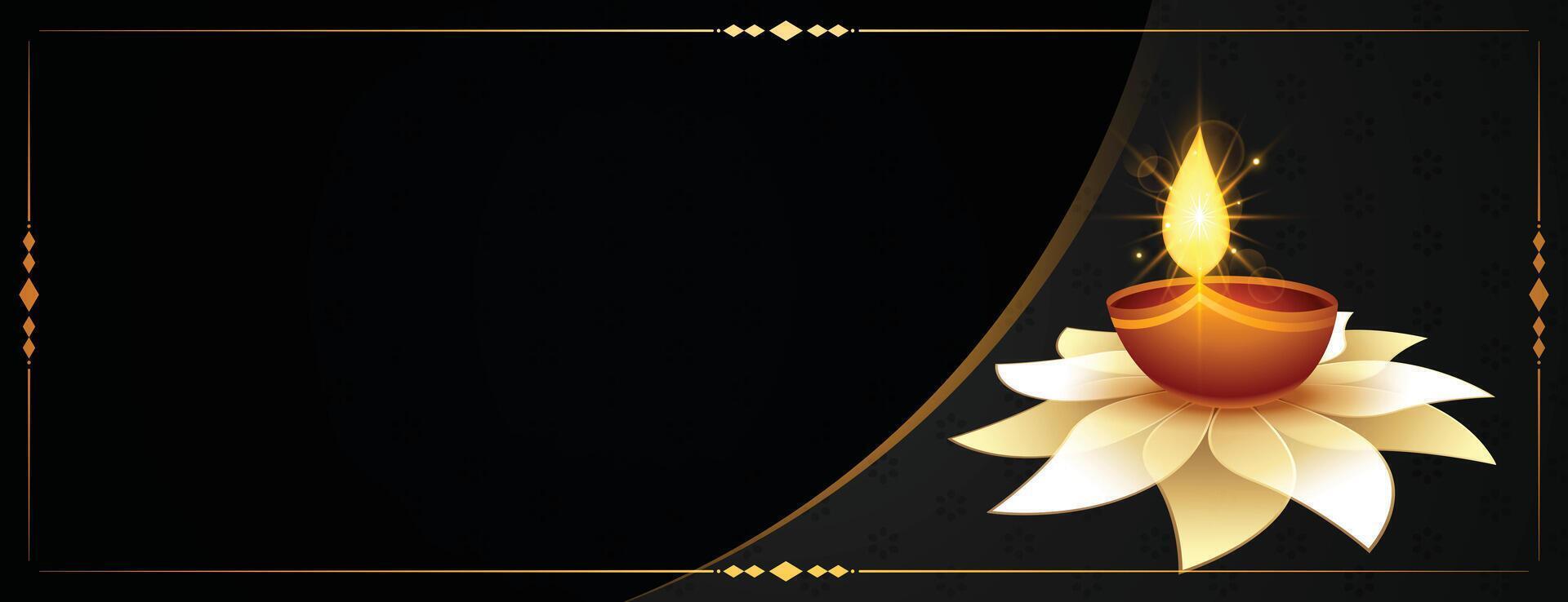 Diwali Diya auf Blume und Text Raum Banner vektor