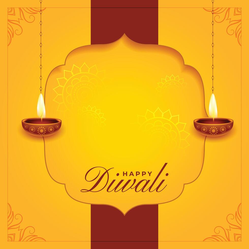 glücklich Diwali Hintergrund mit hängend Diya und Text Raum Vektor Illustration