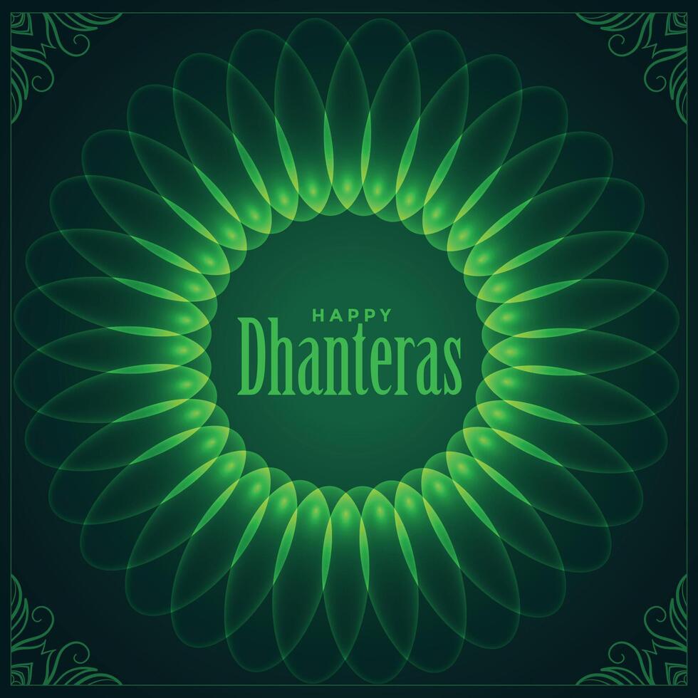 dekorativ Lycklig dhanteras festival lyckönskningar skinande kort design vektor