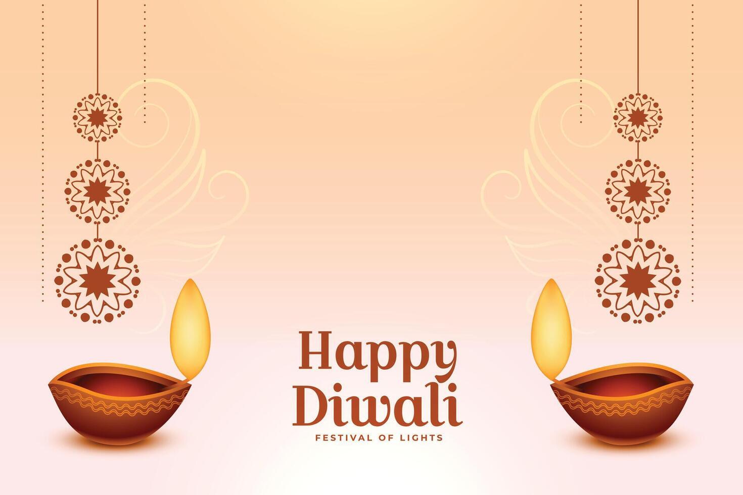 glücklich Diwali Festival Hintergrund mit Öl Diya und Paisley Design vektor