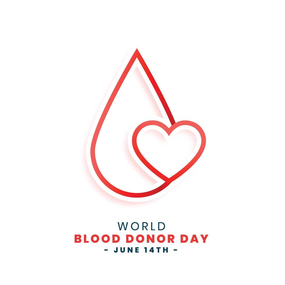 Linie Stil fallen von Blut und Herz Konzept zum Welt Blut Spender Tag vektor