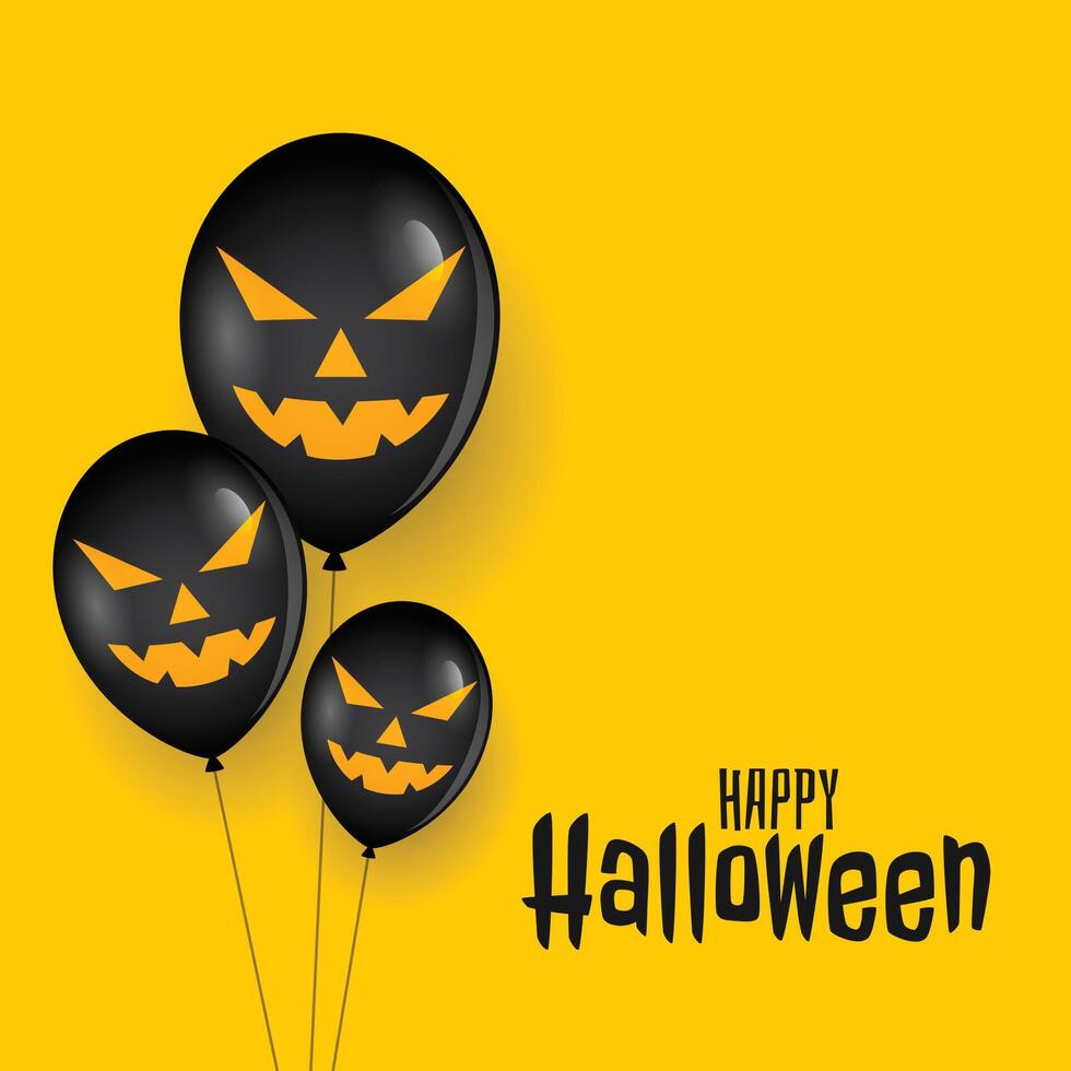 Lycklig halloween skrämmande svart ballonger bakgrund design vektor