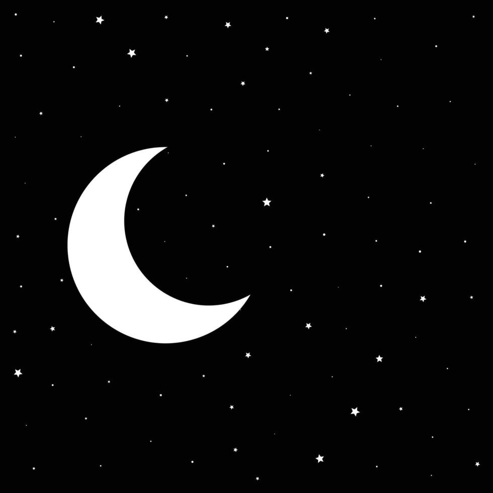 Nacht schwarz Himmel mit Mond und Sterne vektor