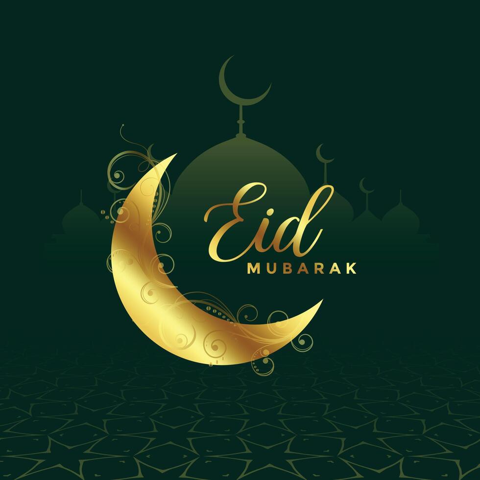 eid Mubarak Festival golden Gruß Hintergrund Design vektor