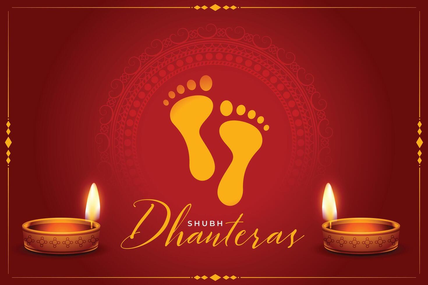 traditionell shubh Dhanteras Hintergrund mit Göttin Fuß und Öl Lampe vektor