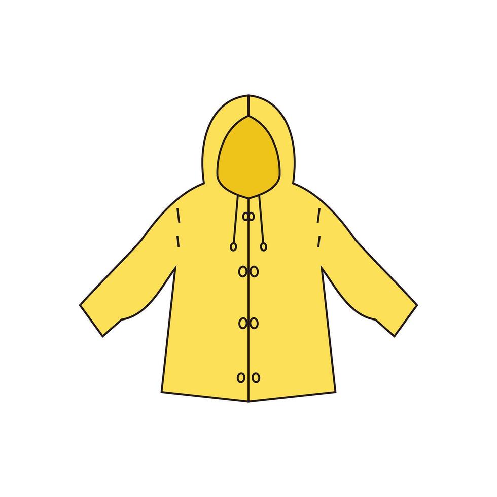 Gelb Regenjacke Symbol. eben Farbe Design. Vektor Illustration. Ressourcen Grafik Symbol Element Design. Vektor Illustration mit ein Mode Thema wann es Regen