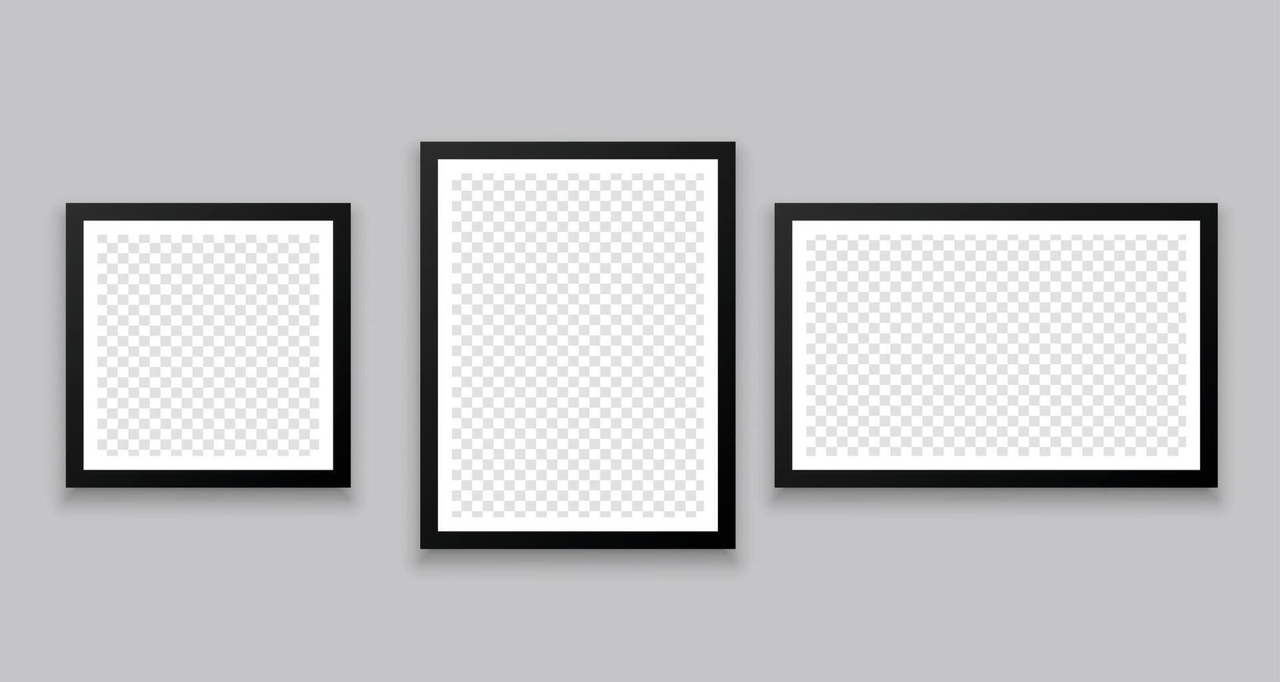 tre Galleri vägg stil Foto ramar i annorlunda storlekar vektor