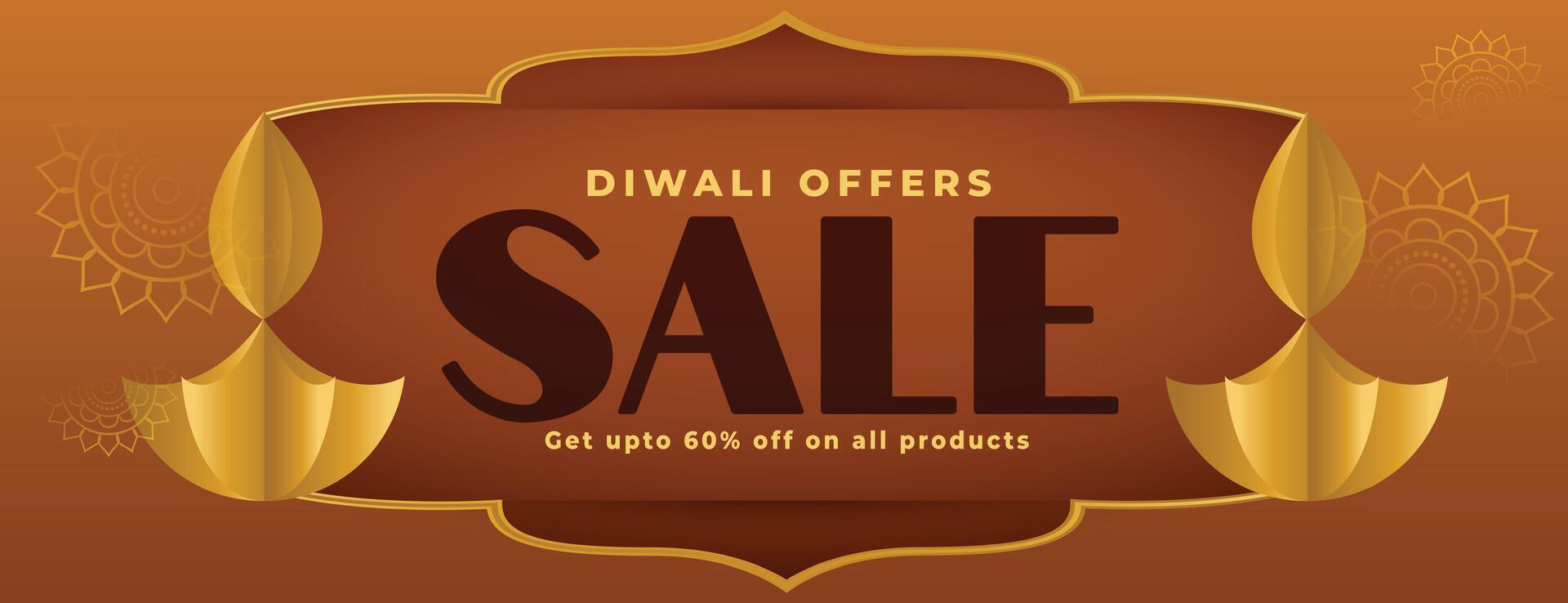 indisch Festival glücklich Diwali Verkauf Banner mit künstlerisch Diya Design vektor