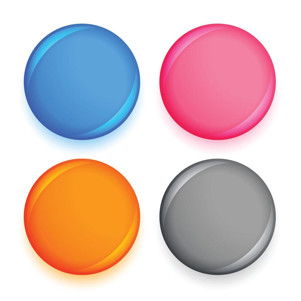 realistisk cirkel knappar i fyra färger vektor