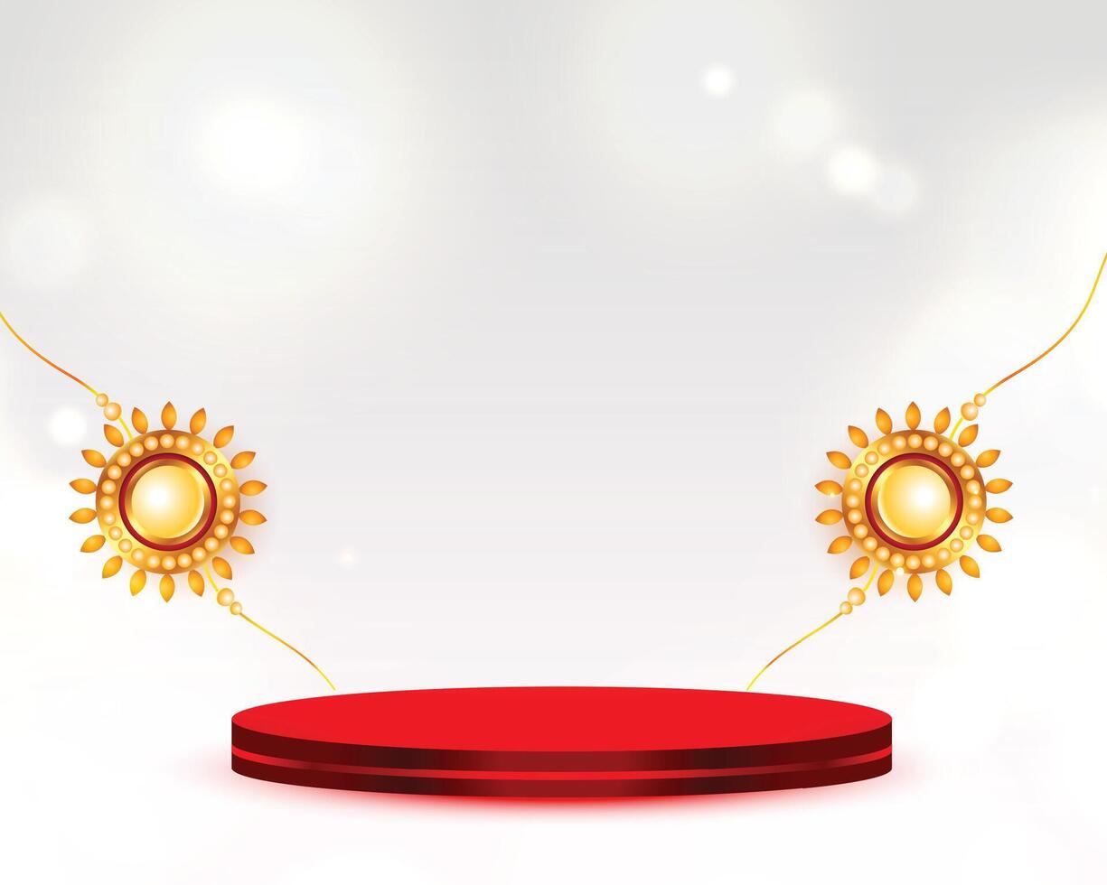 dekoriert Rakhi zum Raksha Bandhan Karte mit 3d Podium Design vektor