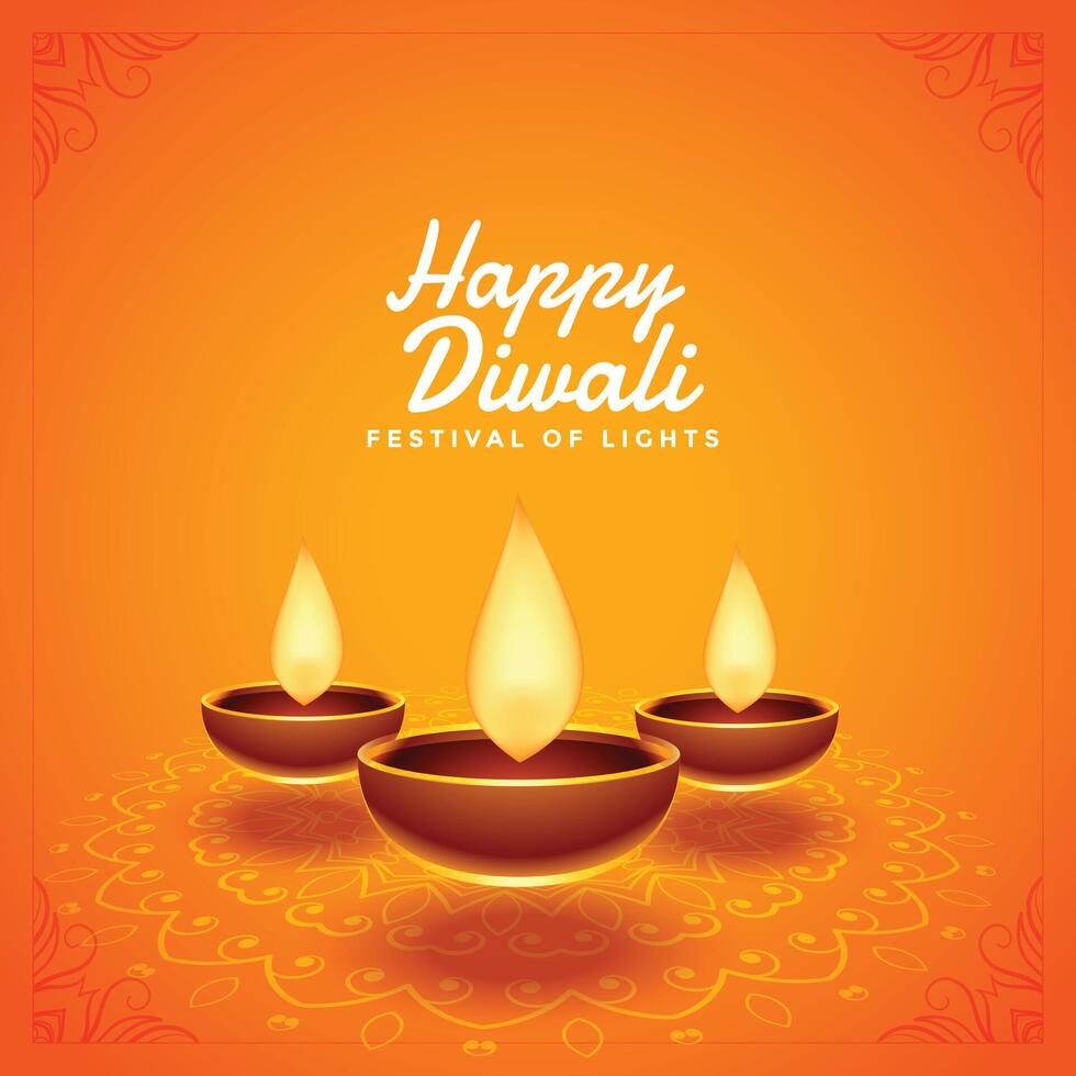 glücklich Diwali Festival schön Diya Hintergrund Design vektor