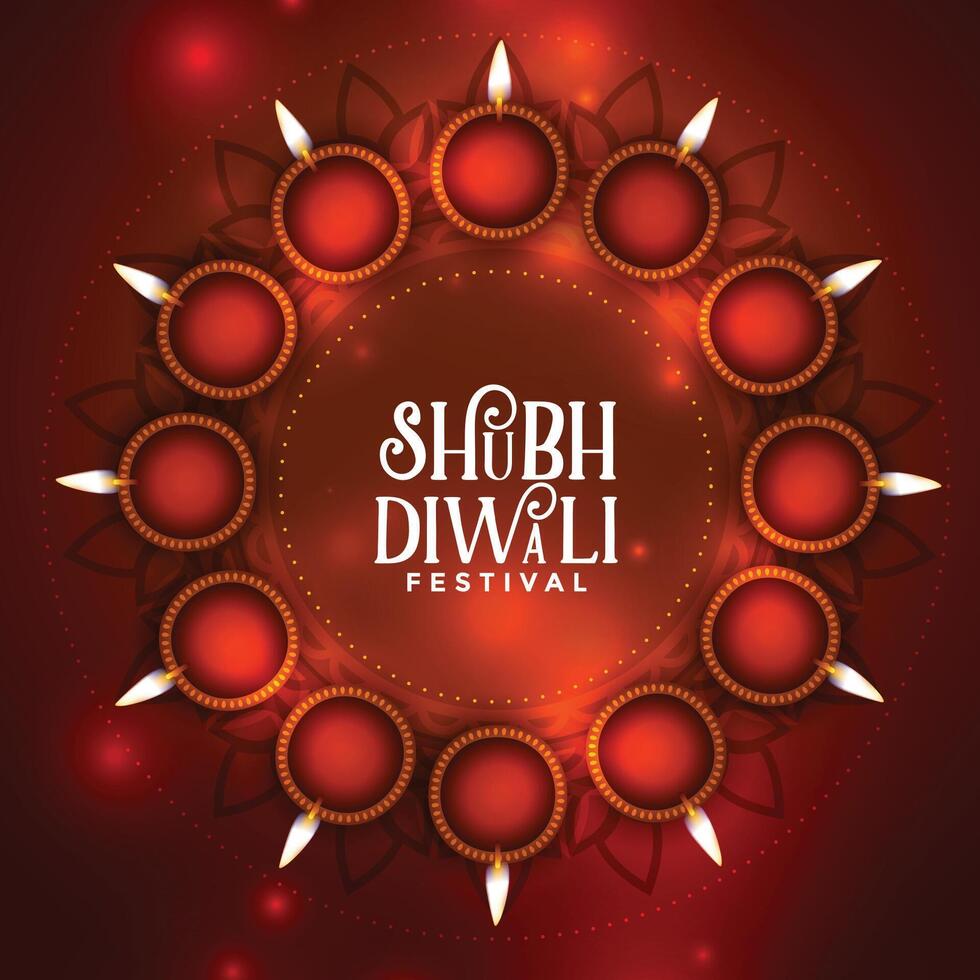 shubh diwali diya cirkel dekoration bakgrund design vektor