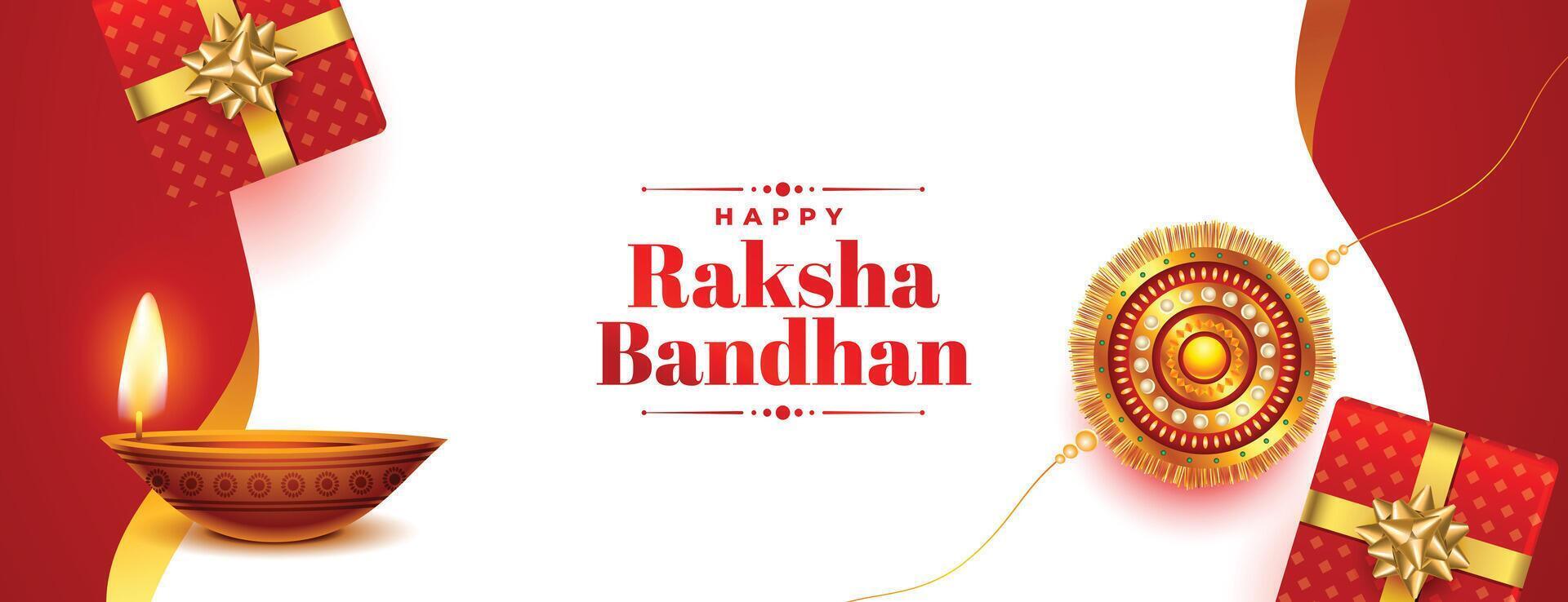 realistisch dekorativ Raksha Bandhan Festival wünscht sich Karte Banner vektor