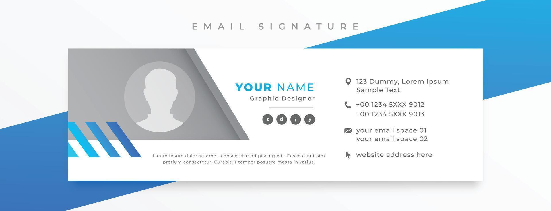 modern e-post signatur kort mall med social media profil design vektor