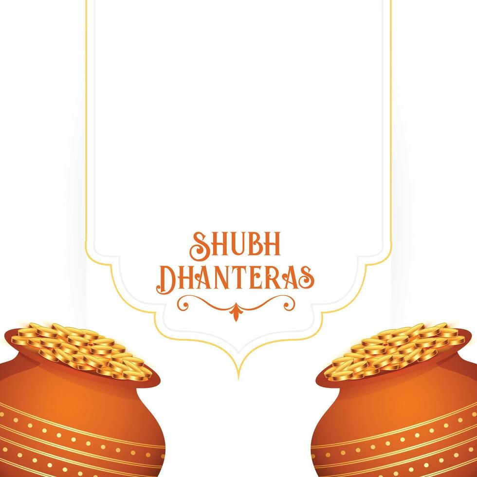 shubh Dhanteras Gelegenheit Hintergrund mit golden Münze Kalasha Design Vektor