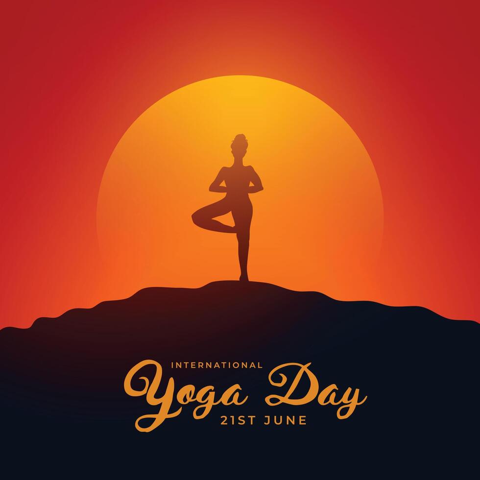 International Yoga Tag Hintergrund mit Dame tun Übung vektor