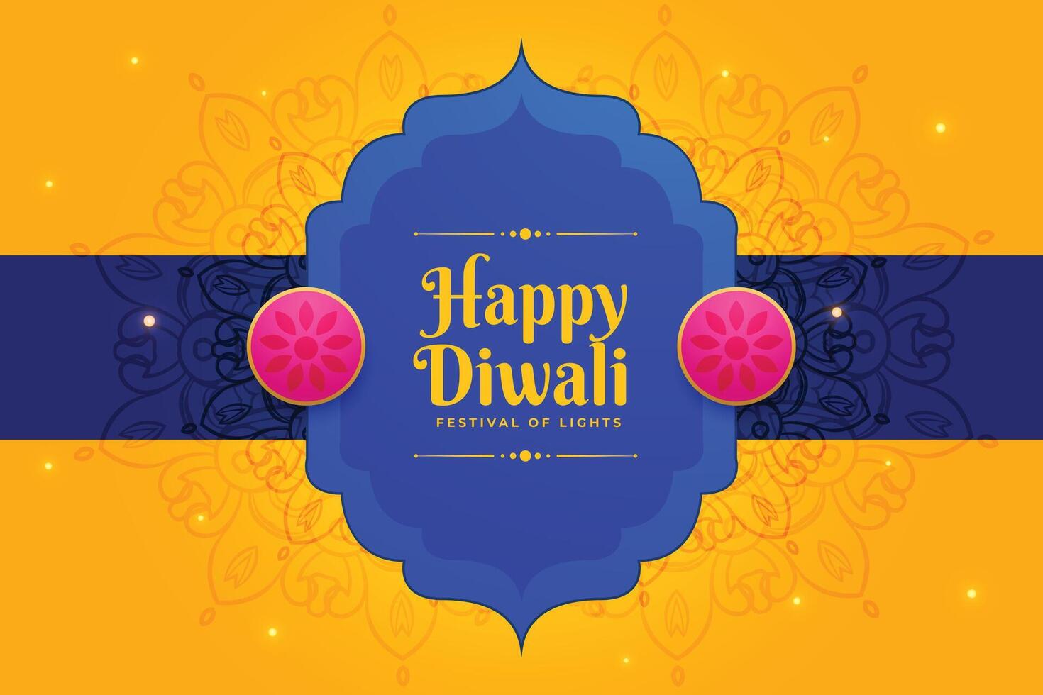 Mandala Stil Diwali Feier Banner im Gelb Hintergrund vektor