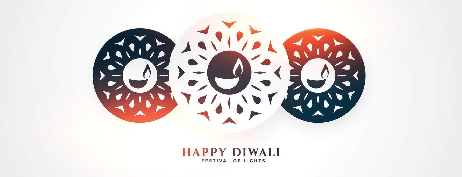 skön Lycklig diwali festival vit baner design vektor