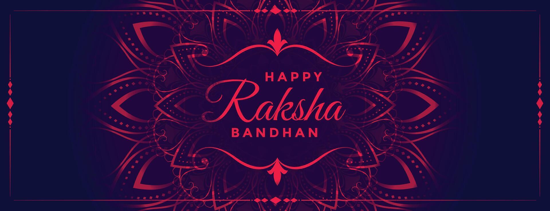 härlig Raksha bandhan neon stil dekorativ baner design vektor