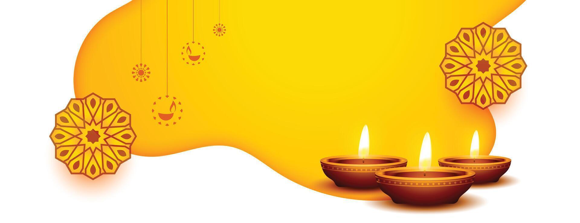 elegant Diwali Gelegenheit Netz breit Banner mit Text Raum vektor