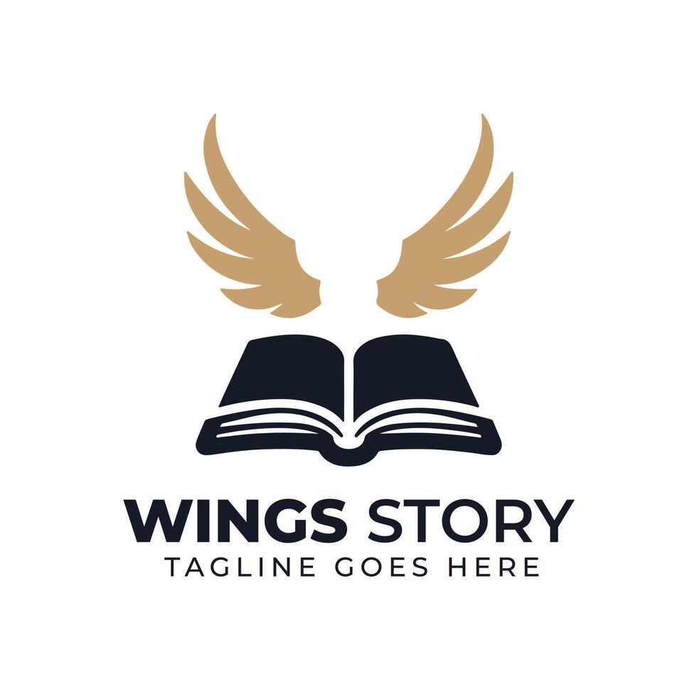 utbildning logotyp med bok och vingar vektor
