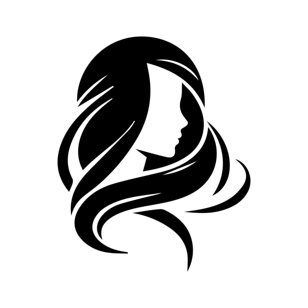 kvinna huvud silhuett, ansikte profil, vinjett. hand dragen vektor illustration, isolerat på vit bakgrund. design för inbjudan, hälsning kort, årgång stil.