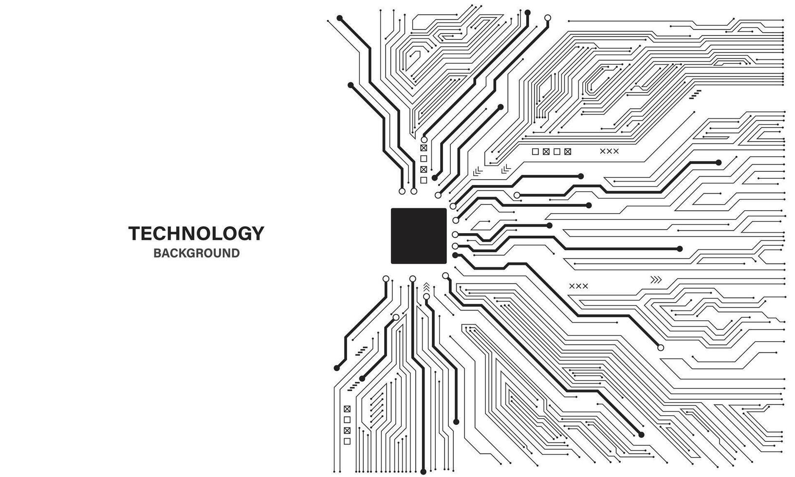 kretskort. teknisk bakgrund. centrala datorprocessorer cpu koncept. moderkorts digitala chip. vektor