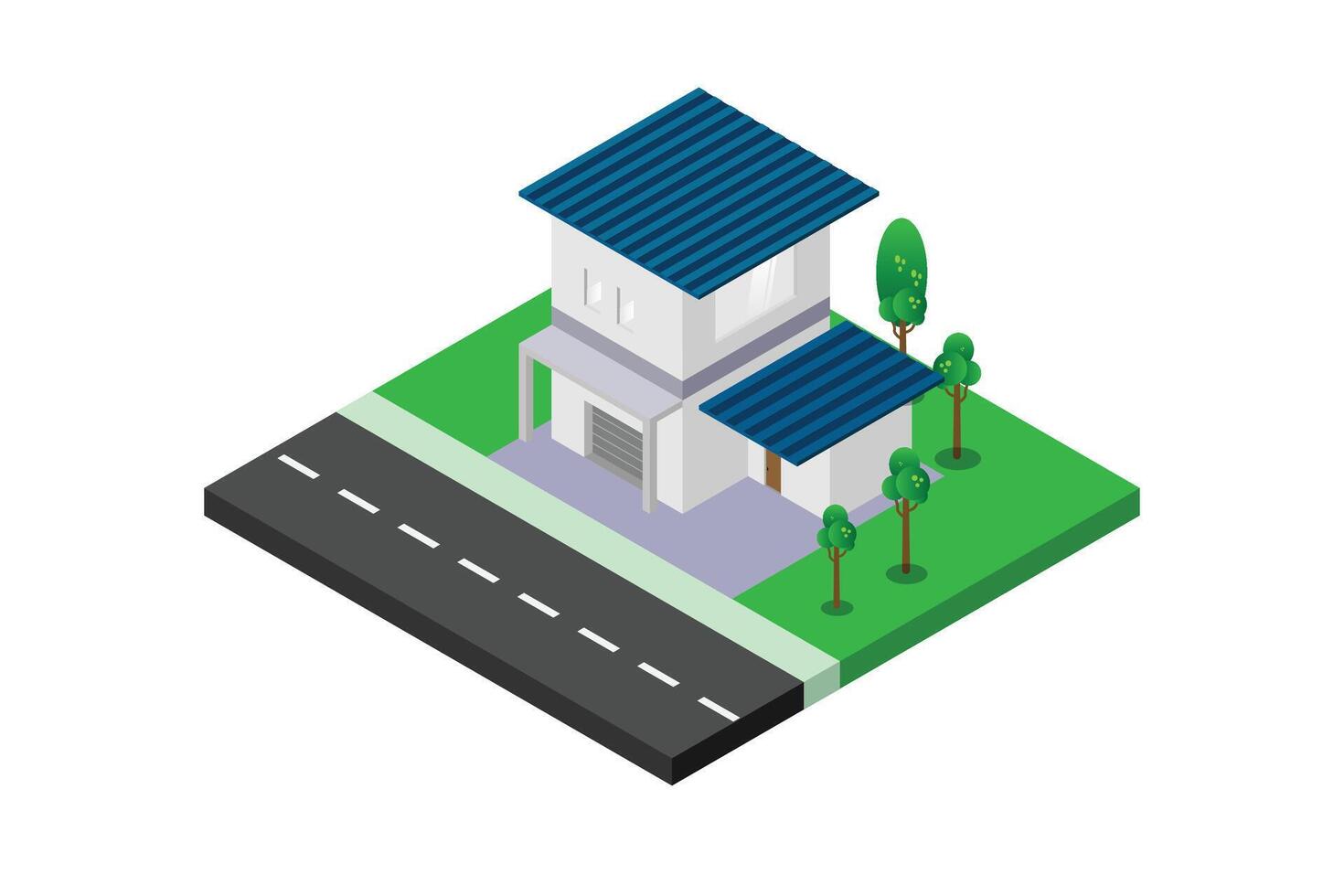 platt 3d isometrisk kreativ modern två golv byggnad blockera med garage info grafisk begrepp. bygga din egen infographics värld samling. vektor