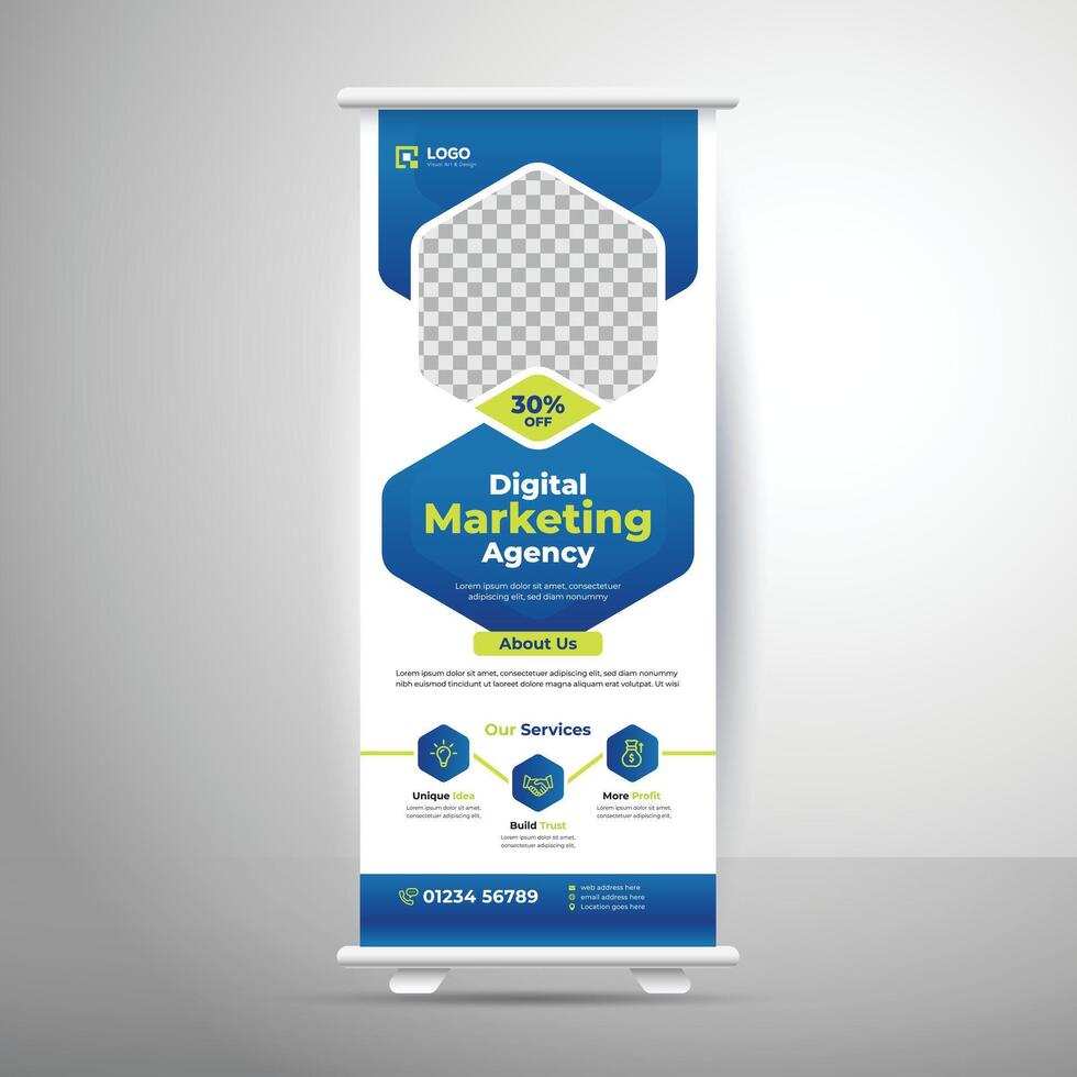 Digital Marketing Agentur aufrollen Banner Design vektor