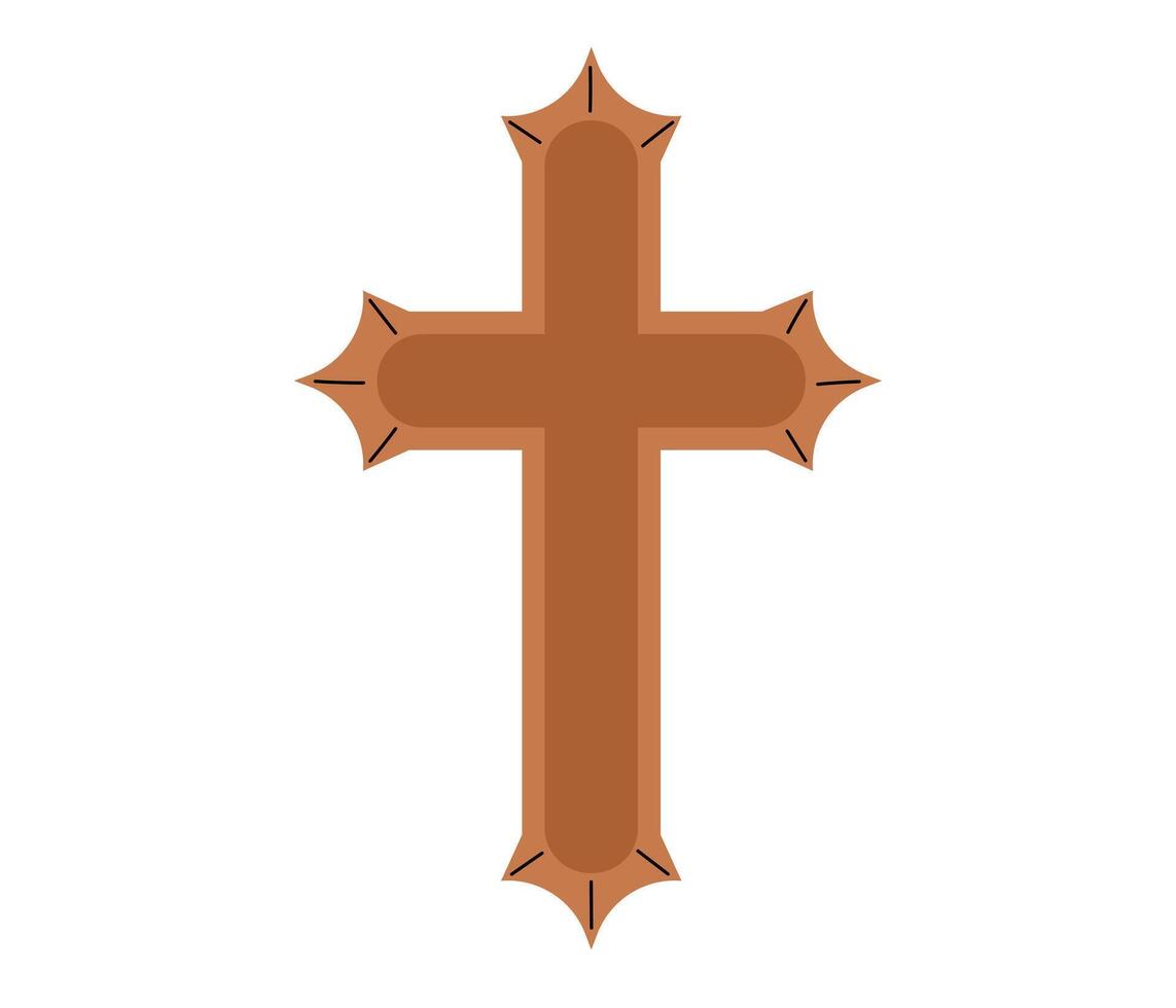 Kreuz von Jesus Christus Symbol. Ostern Symbol. religiös Christian unterzeichnen. heilig Woche. Vektor Illustration im eben Hand gezeichnet Stil