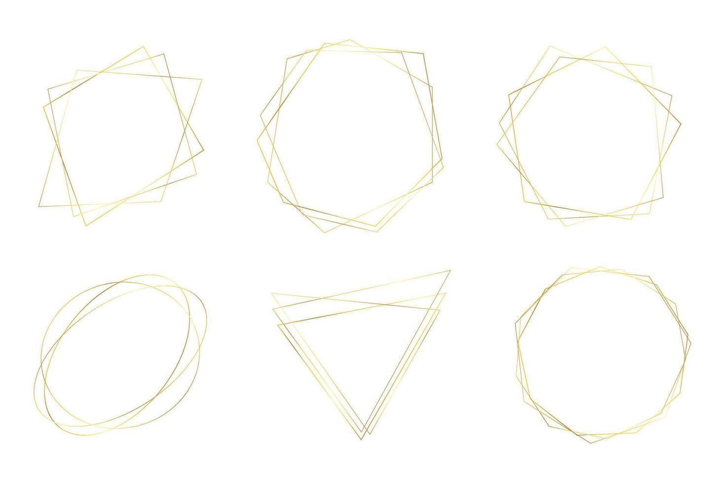 gyllene geometrisk ramar. vektor bröllop tunn linje gräns. enkel modern rektangel abstrakt former. lyx folie design för inbjudan och meny.