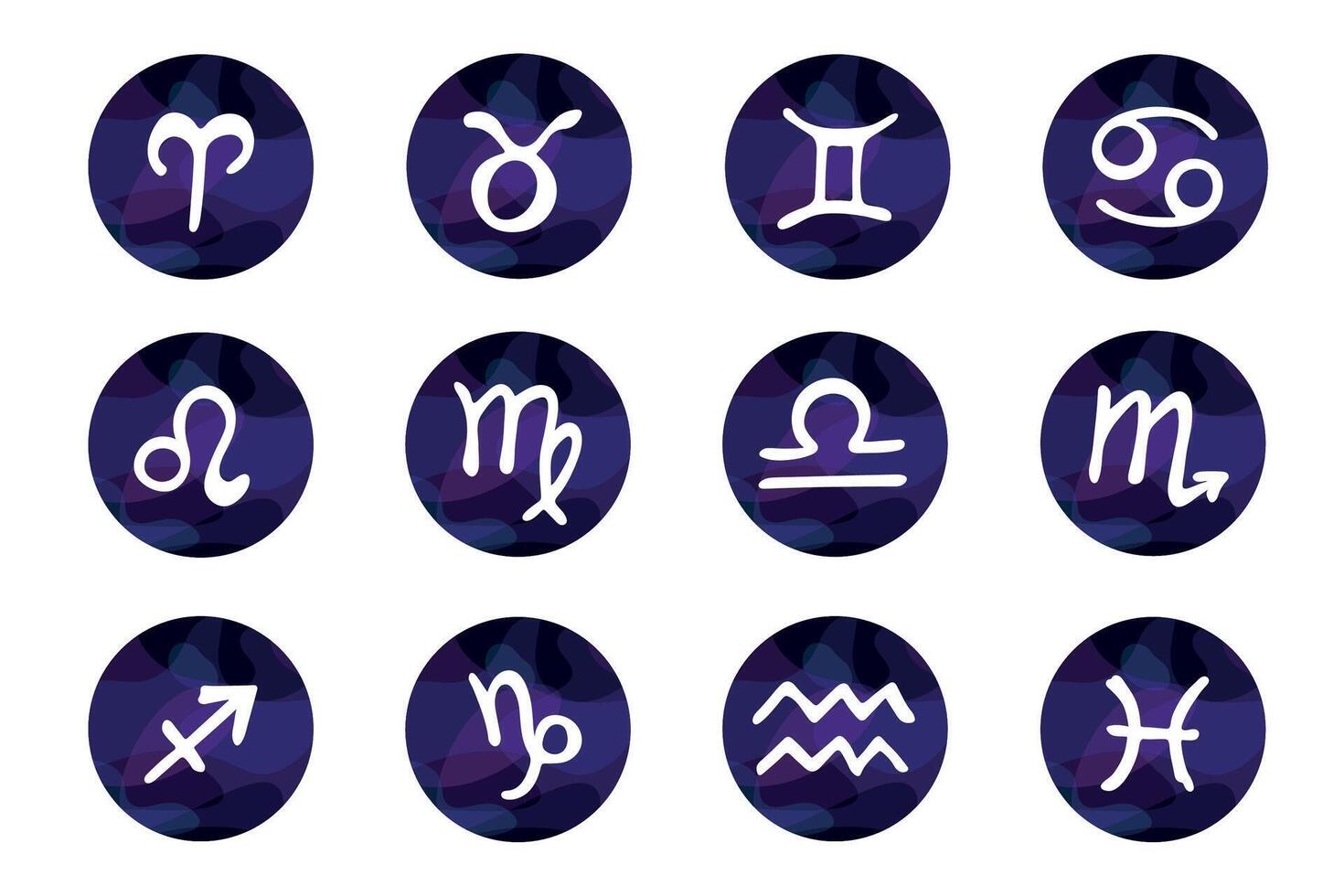 hand dragen zodiaken tecken i runda ramar esoterisk klotter uppsättning astrologi ClipArt element för design vektor