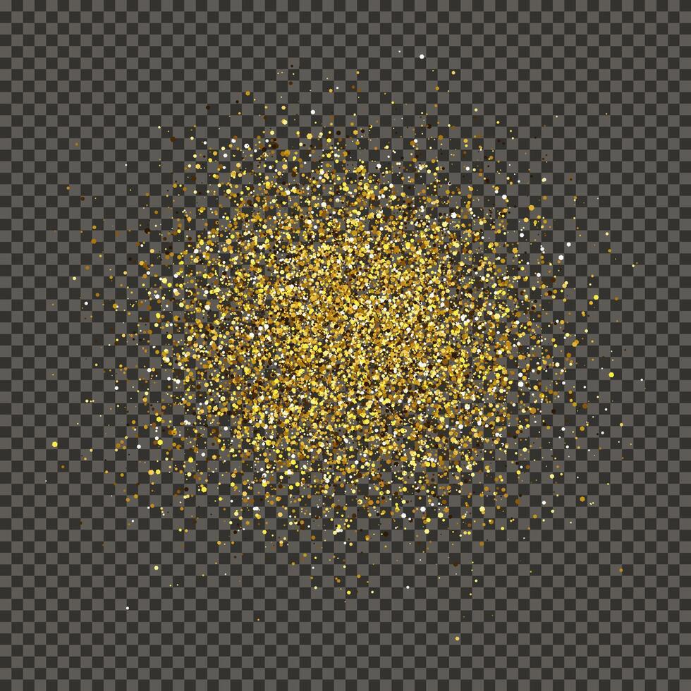guld glittrande damm på en grå bakgrund. damm med guld glitter effekt och tömma Plats för din text. vektor illustration