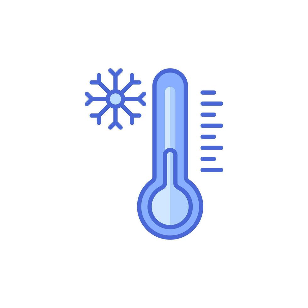 låg termometer temperatur ikon. termometer med snöflinga, på vit bakgrund. ikon isolerat på vit bakgrund, vektor