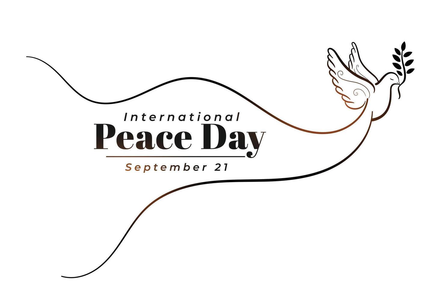linje stil internationell fred dag baner med duva och oliv gren vektor illustration