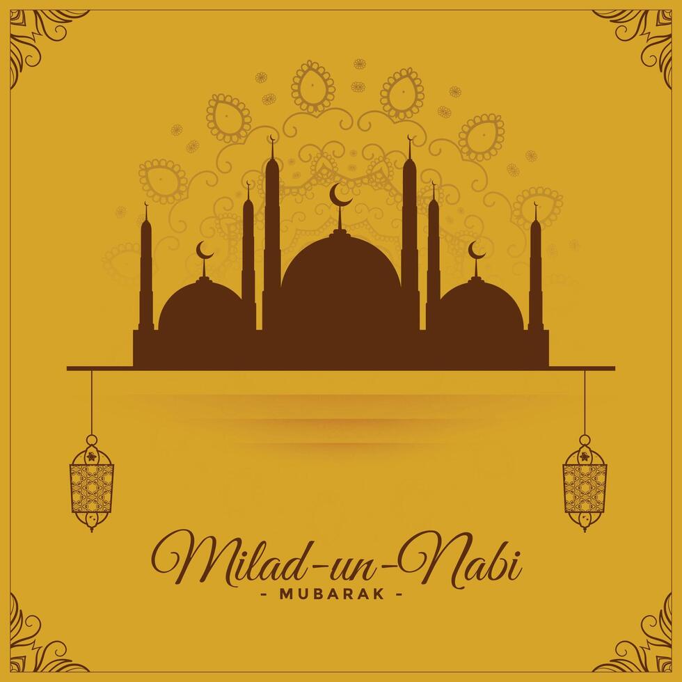 Milad un Nabi islamisch Gruß dekorativ Hintergrund vektor