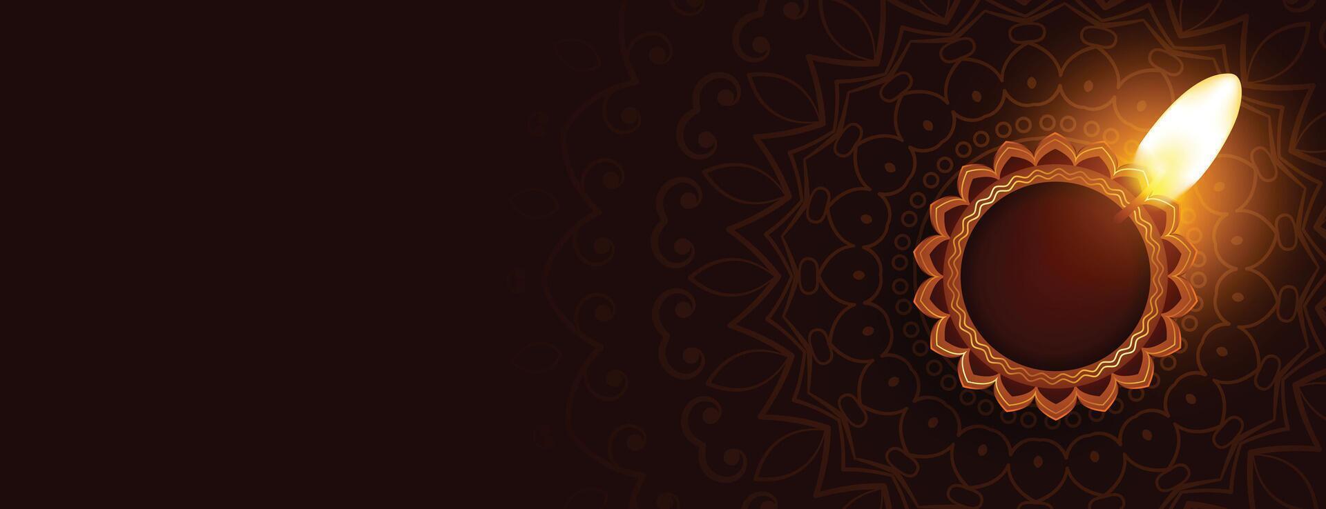 traditionell glücklich Diwali dekorativ Diya Banner Design vektor